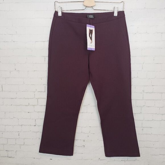 Max Mia Ankle Crop Ponte Pants Maroon XS NWT - Picture 1 of 4
